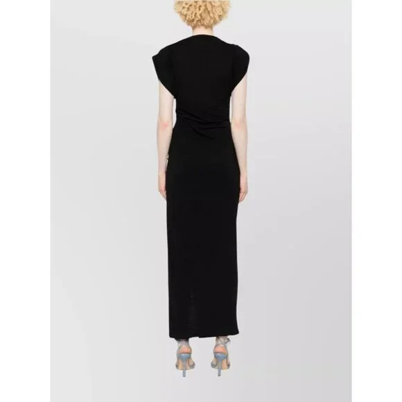 ISABEL MARANT BLACK DRAPED DRESS WITH SLIT SIZE S NEW - Picture 3 of 10